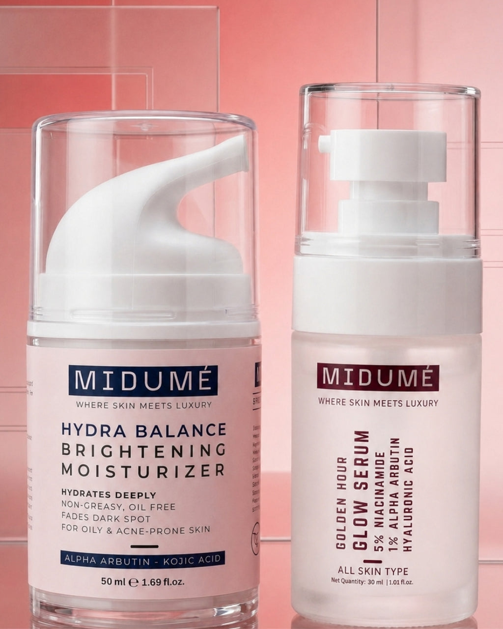 MIDUMÉ Night-Care Routine for Oily Skin- Set of 2 - Golden Glow Serum with Oil-Free Moisturizer